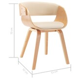 vidaXL Eetkamerstoel Crème Kunstleer/Gebogen Hout - 71% Korting