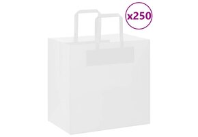 250x Kraft Zakken met Hengsels 26x17x25cm Wit - 41% Korting!