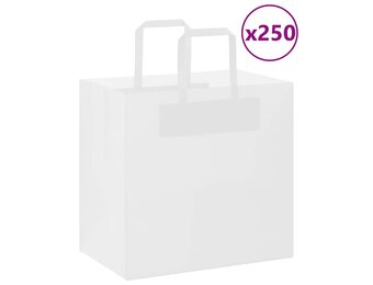 vidaXL Papieren Kraftzakken met Hengsels | 250 Stuks | Wit | -29%