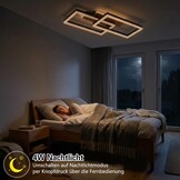 LED Plafondlamp Hout Dimbare Rechthoekige Vintage Lamp Zwart 48W 60cm 3000K-6000K met Afstandsbediening