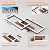 LED Plafondlamp Hout Dimbare Rechthoekige Vintage Lamp Zwart 48W 60cm 3000K-6000K met Afstandsbediening