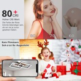 LED Plafondlamp Hout Dimbare Rechthoekige Vintage Lamp Zwart 48W 60cm 3000K-6000K met Afstandsbediening