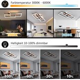 LED Plafondlamp Hout Dimbare Rechthoekige Vintage Lamp Zwart 48W 60cm 3000K-6000K met Afstandsbediening