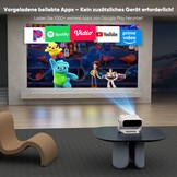 Nieuwe upgrade-projector met houder, geïntegreerde apps, automatische trapeziumcorrectie, wifi/Bluetooth, compatibel met verschillende apparaten