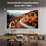 Nieuwe upgrade-projector met houder, geïntegreerde apps, automatische trapeziumcorrectie, wifi/Bluetooth, compatibel met verschillende apparaten