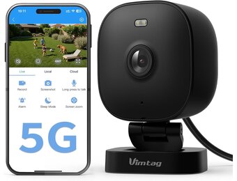 Vimtag 4MP bewakingscamera voor buiten, IP66 waterdicht, hondencamera voor buiten en binnen met nachtzicht in kleur, wifi-buitencamera met bewegingsmelder, 2-weg audio, huisdiercamera met app, zwart