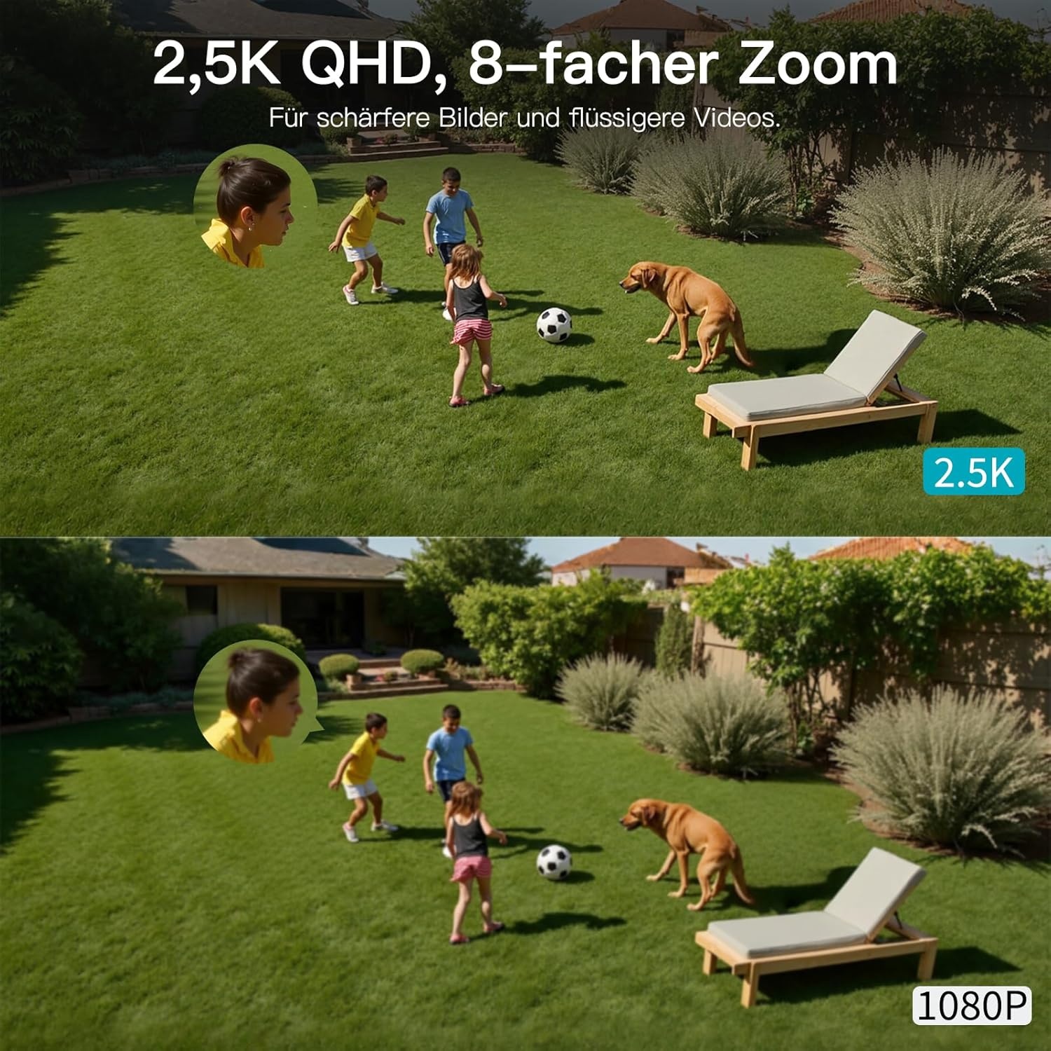 Vimtag 4MP bewakingscamera voor buiten, IP66 waterdicht, hondencamera voor buiten en binnen met nachtzicht in kleur, wifi-buitencamera met bewegingsmelder, 2-weg audio, huisdiercamera met app, zwart