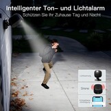 Vimtag 4MP bewakingscamera voor buiten, IP66 waterdicht, hondencamera voor buiten en binnen met nachtzicht in kleur, wifi-buitencamera met bewegingsmelder, 2-weg audio, huisdiercamera met app, zwart