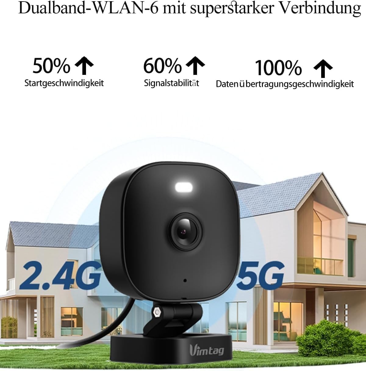 Vimtag 4MP bewakingscamera voor buiten, IP66 waterdicht, hondencamera voor buiten en binnen met nachtzicht in kleur, wifi-buitencamera met bewegingsmelder, 2-weg audio, huisdiercamera met app, zwart