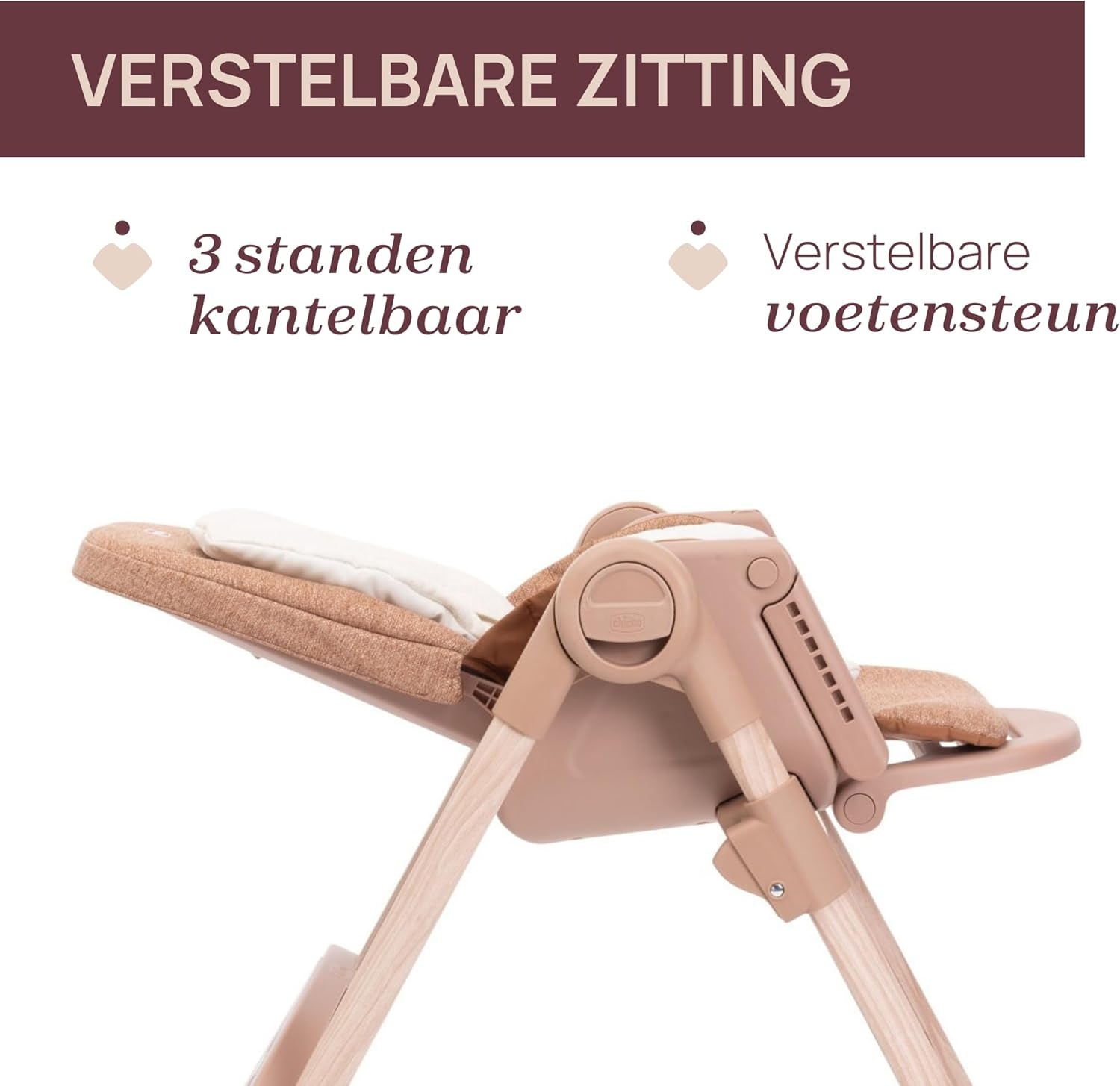 Polly Armonia Ontwikkelingsstoel voor Kinderen van 0 maanden tot 40 kg, Recliner Kinderstoel met Verstelbare Hoogte en Voetsteun, 4 Wielen, Compacte Vergrendeling