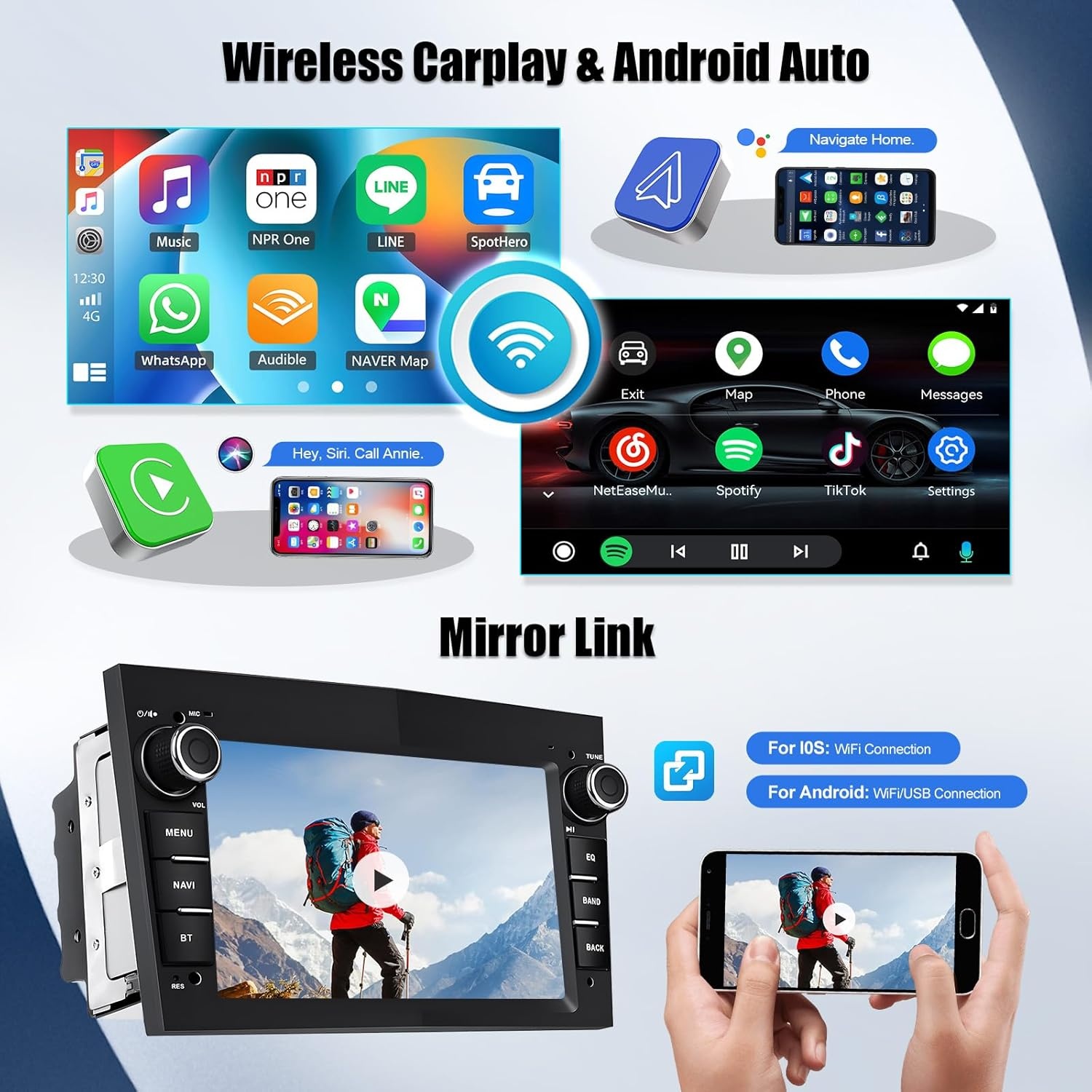 [1+32G] CAMECHO Android 13 Autoradio met Navi voor Opel Corsa d/Astra h/Zafira b/Meriva/Vivaro Radio, 7 Inch Capacitief Touchscreen Ondersteunt bediening via het stuur USB(Grijs)