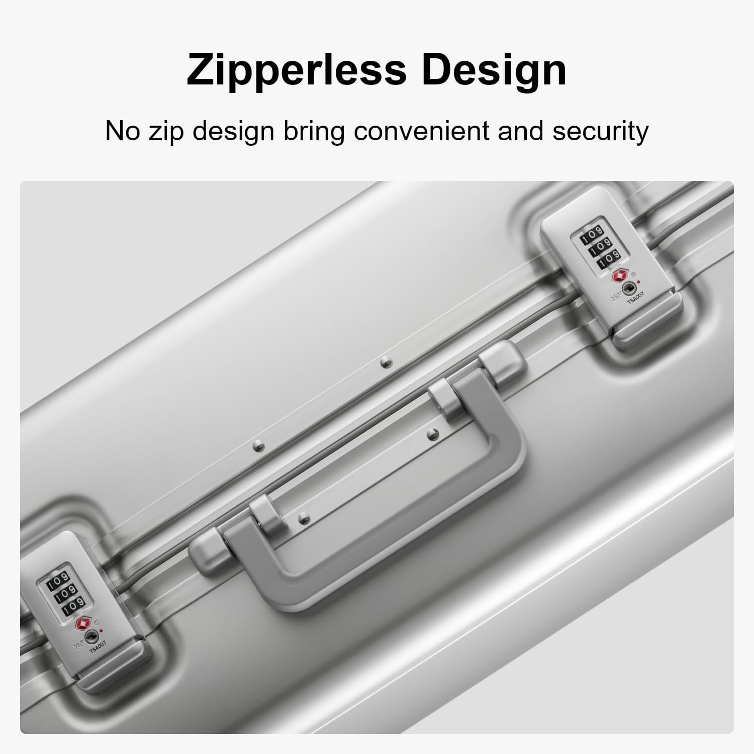 LEVEL8 20 "Trolley Hard Aluminium Handbagagekoffer, Elegante Trolleykoffer met Zwenkwielen en Geïntegreerd TSA-slot, 56cm, 35L, Zilver