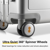 LEVEL8 20 "Trolley Hard Aluminium Handbagagekoffer, Elegante Trolleykoffer met Zwenkwielen en Geïntegreerd TSA-slot, 56cm, 35L, Zilver