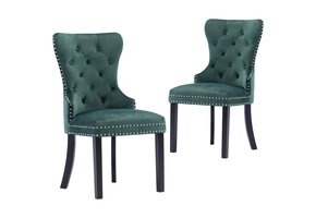 VidaXL Eetkamerstoelen 2 stuks - Fluweel Donkergroen - 52% Korting!