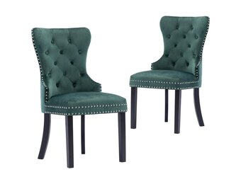 2x Fluwelen Eetkamerstoelen Donkergroen - 57% Korting