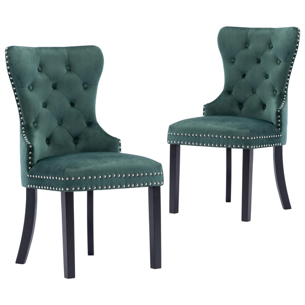 2x Fluwelen Eetkamerstoelen Donkergroen - 57% Korting