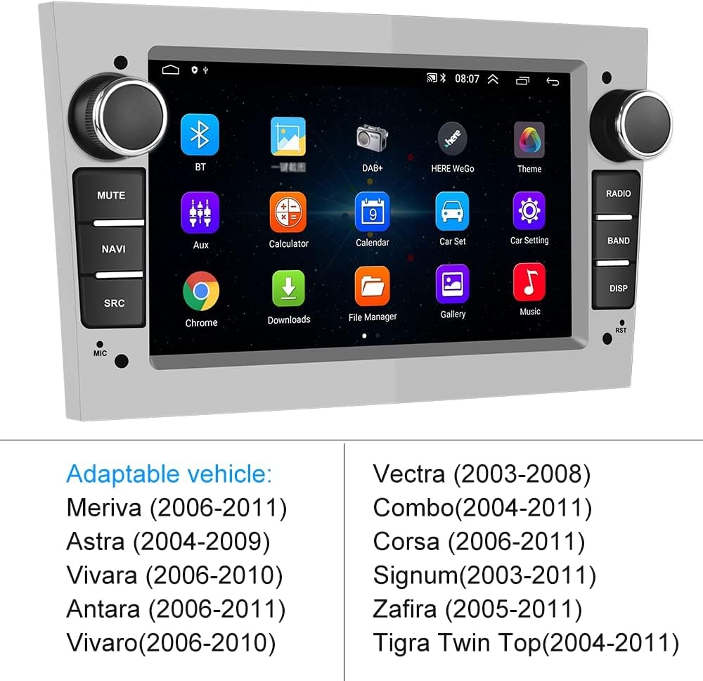 [1+32G] CAMECHO Android 13 Autoradio voor Opel Corsa d Astra h Zafira b Meriva Vivaro,7 Inch HD Touch Screen met WiFi/Bluetooth/USB/Navi/FM/RDS/Mirror Link-Zilver