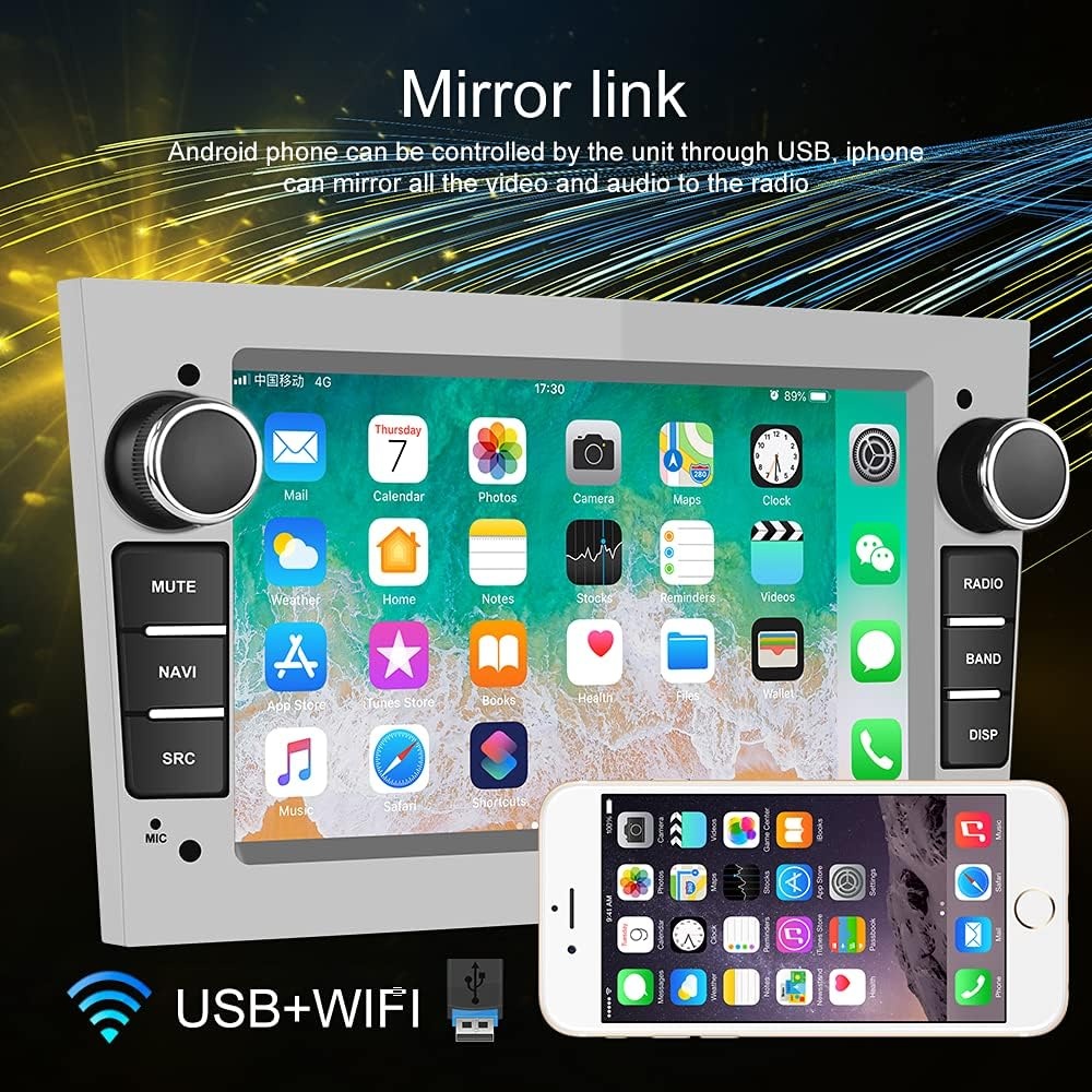 [1+32G] CAMECHO Android 13 Autoradio voor Opel Corsa d Astra h Zafira b Meriva Vivaro,7 Inch HD Touch Screen met WiFi/Bluetooth/USB/Navi/FM/RDS/Mirror Link-Zilver