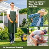 Ohuhu onkruidsteker staand onkruidtrekker Lengte 1 m met DRIE kaken en roestvrij staal pedaal voor efficiënt verwijderen van onkruid, onkruidsteker met steel geen vervorming voor het verwijderen van