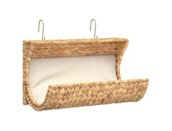 Kattenbed met kussen - Waterhyacint & Metaal - 37x20x20 cm - 55% Korting