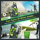 Gisam Hogedrukreiniger, 2200 watt, 180 bar, 480 l/u, met slangtrommel, 8 m, accessoireset met zeepfles, schuimmondstuk, hogedrukpistool voor auto, hek, tuin, patiënten