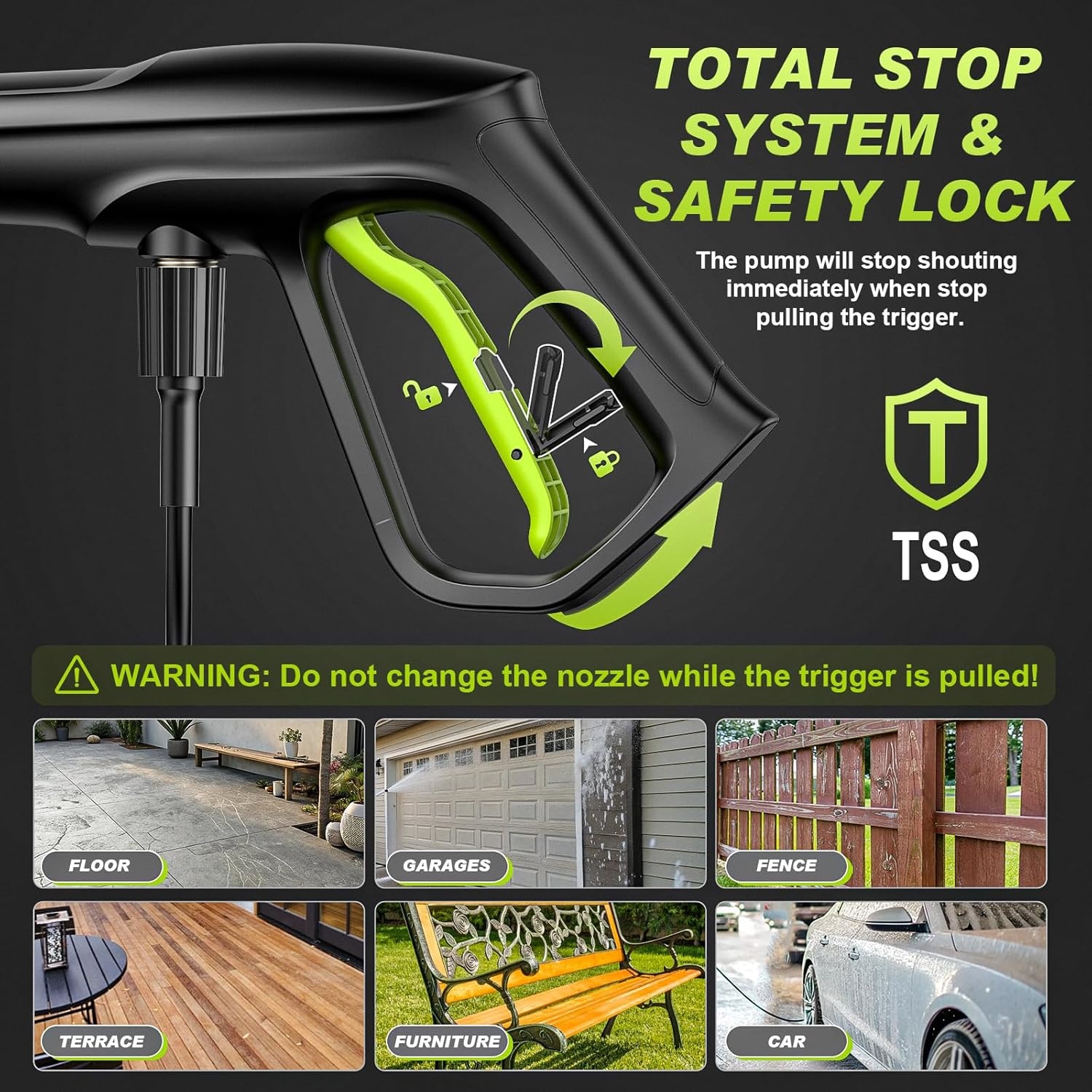 Gisam Hogedrukreiniger, 2200 watt, 180 bar, 480 l/u, met slangtrommel, 8 m, accessoireset met zeepfles, schuimmondstuk, hogedrukpistool voor auto, hek, tuin, patiënten