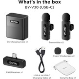BOYA BY-V30 Mini Draadloze Lavalier Microfoon, 36 Uur Batterijduur, USB-C voor iPhone Android Livestreaming Vlog