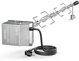 Onlyfire universele grillspiesensset, 120 cm draaispit 4x vleesvorken en RVS elektrische motor, 220V - 240V gasbarbecue rotisserie accessoire