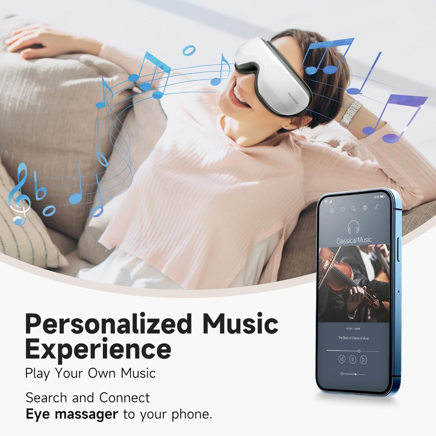 Medcursor Elektrische Oogmassager met Warmtefunctie - Wit