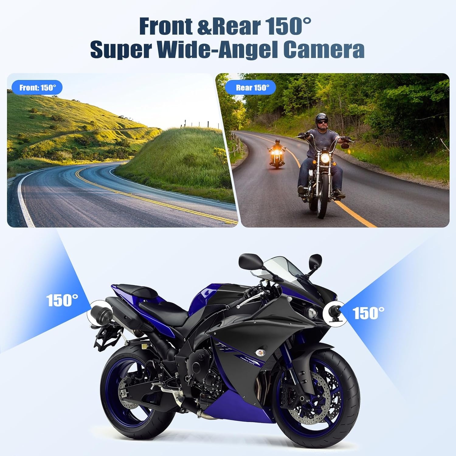 CAMECHO Motorfiets CarPlay met dubbele camera's, 8,1 inch draadloos CarPlay & Android Auto IPS68 scherm, motorfiets navigatie ondersteuning Bluetooth / mirror link / Bluetooth / EQ / printdetectie