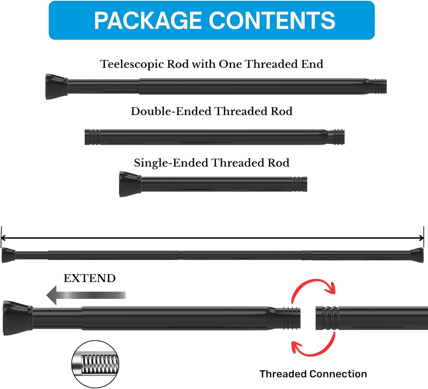 Venwemong 1Pc Uitschuifbare Douchegordijn Spanstang Geen Boren Telescopische Kast Bar Verstelbare Kamer Divider Gordijn Staaf voor Boekenplank Badkamer (110-200CM/43,3-78,7 inch, roestvrij staal)
