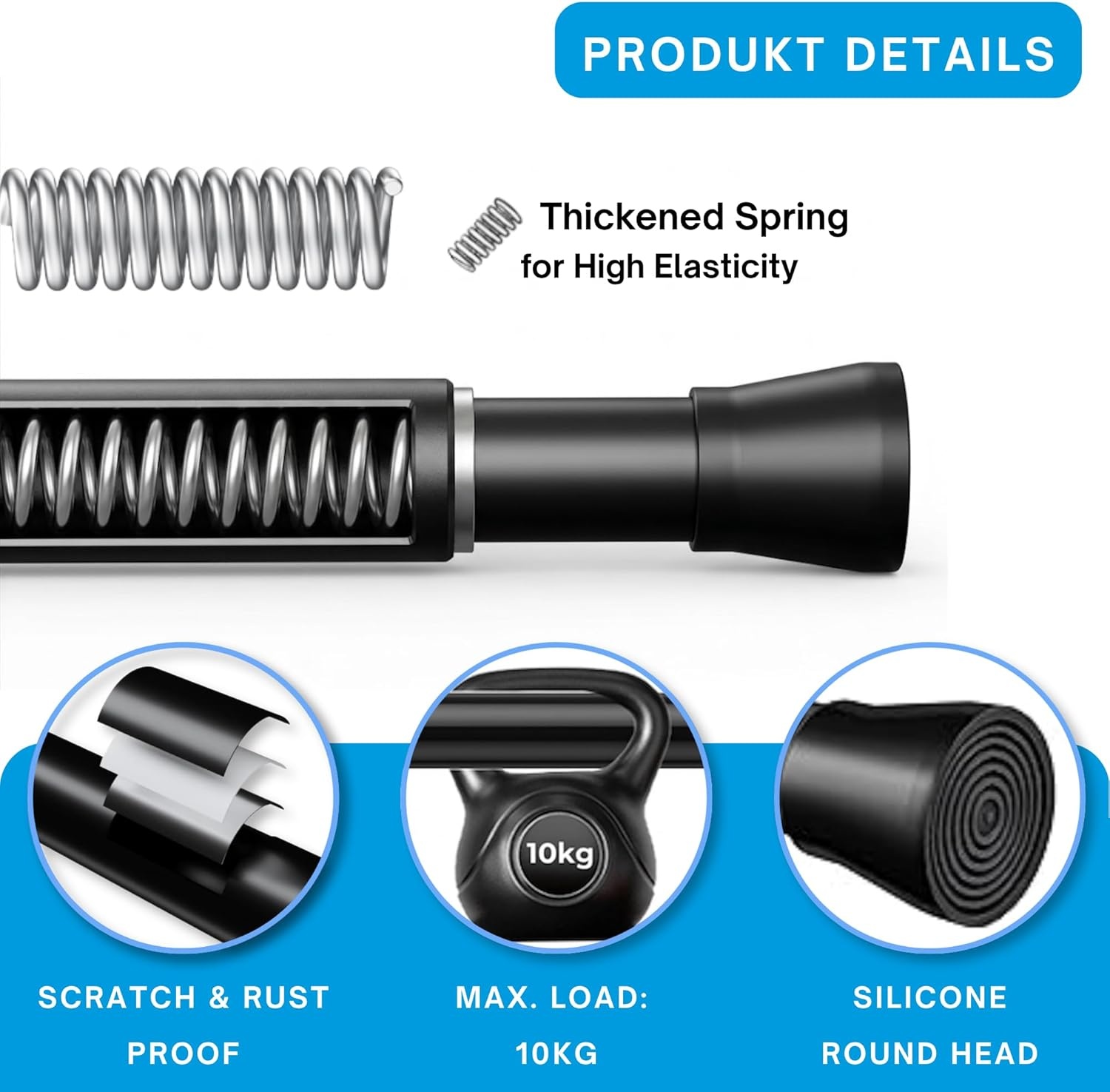 Venwemong 1Pc Uitschuifbare Douchegordijn Spanstang Geen Boren Telescopische Kast Bar Verstelbare Kamer Divider Gordijn Staaf voor Boekenplank Badkamer (110-200CM/43,3-78,7 inch, roestvrij staal)