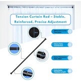 Venwemong 1Pc Uitschuifbare Douchegordijn Spanstang Geen Boren Telescopische Kast Bar Verstelbare Kamer Divider Gordijn Staaf voor Boekenplank Badkamer (110-200CM/43,3-78,7 inch, roestvrij staal)