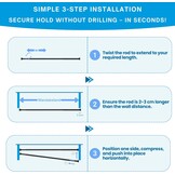 Venwemong 1Pc Uitschuifbare Douchegordijn Spanstang Geen Boren Telescopische Kast Bar Verstelbare Kamer Divider Gordijn Staaf voor Boekenplank Badkamer (110-200CM/43,3-78,7 inch, roestvrij staal)
