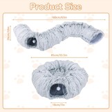 Kattentunnel met kattenbed, pluche uitbreidbaar, multifunctioneel kattenspeelgoed, kattentunnelbed met hangende bal en kijkgat voor binnen (grijs, diameter: 85 x hoogte: 26 cm)