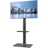 Universele Vloer TV Standaard met Zwenkfunctie voor 19-43 inch LCD LED TV, Zwart met 2 Legborden