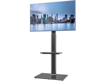 Universele Vloer TV Standaard met Zwenkfunctie voor 19-43 inch LCD LED TV, Zwart met 2 Legborden