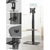 Universele Vloer TV Standaard met Zwenkfunctie voor 19-43 inch LCD LED TV, Zwart met 2 Legborden