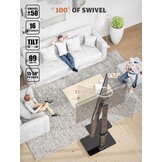 Universele Vloer TV Standaard met Zwenkfunctie voor 19-43 inch LCD LED TV, Zwart met 2 Legborden