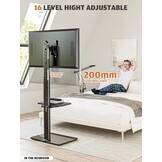 Universele Vloer TV Standaard met Zwenkfunctie voor 19-43 inch LCD LED TV, Zwart met 2 Legborden