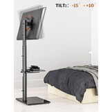 Universele Vloer TV Standaard met Zwenkfunctie voor 19-43 inch LCD LED TV, Zwart met 2 Legborden
