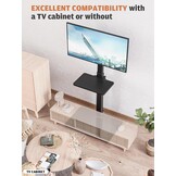 Universele Vloer TV Standaard met Zwenkfunctie voor 19-43 inch LCD LED TV, Zwart met 2 Legborden