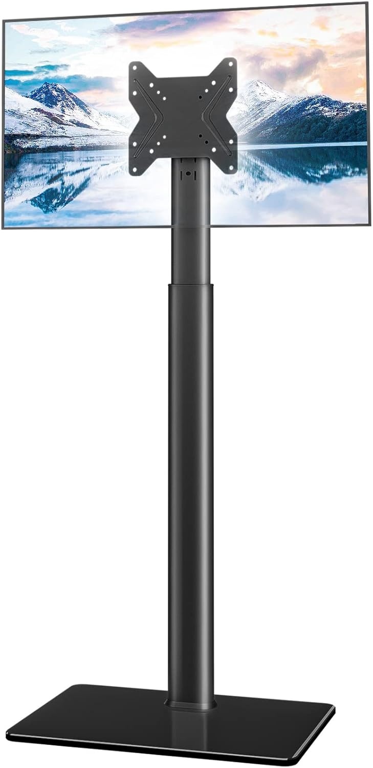 Universele Vloer TV Standaard met Zwenkfunctie voor 19-43 inch LCD LED TV, Zwart met 2 Legborden
