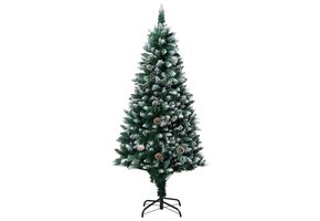 Kunstkerstboom 150 cm met dennenappels en sneeuw - 75% Korting