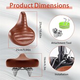 Fietszadel Bruin Ergonomisch Gewatteerd Waterdicht Schokabsorberend PU-leer voor Heren Dames, Stadsfiets, MTB, Hometrainer, E-bike 26x27x15cm