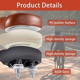 Fietszadel Bruin Ergonomisch Gewatteerd Waterdicht Schokabsorberend PU-leer voor Heren Dames, Stadsfiets, MTB, Hometrainer, E-bike 26x27x15cm