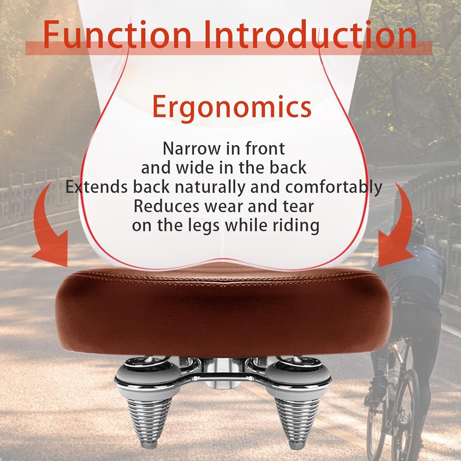 Fietszadel Bruin Ergonomisch Gewatteerd Waterdicht Schokabsorberend PU-leer voor Heren Dames, Stadsfiets, MTB, Hometrainer, E-bike 26x27x15cm