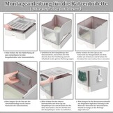 Volledig Afgesloten Kattenbak met Lade, Extra Groot en Opvouwbaar (Grijs)