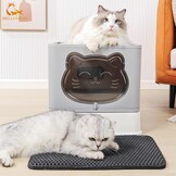 Volledig Afgesloten Kattenbak met Lade, Extra Groot en Opvouwbaar (Grijs)