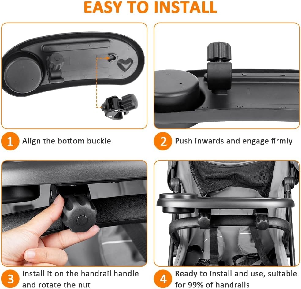 OSDUE Kinderwagen Snack Tray, 3 in 1 Kinderwagen Bekerhouder Voedsel Lade Kinderwagen Verwijderbare Herbruikbare Opslag Houder Plank Beugel met Verstelbare Gesp haken